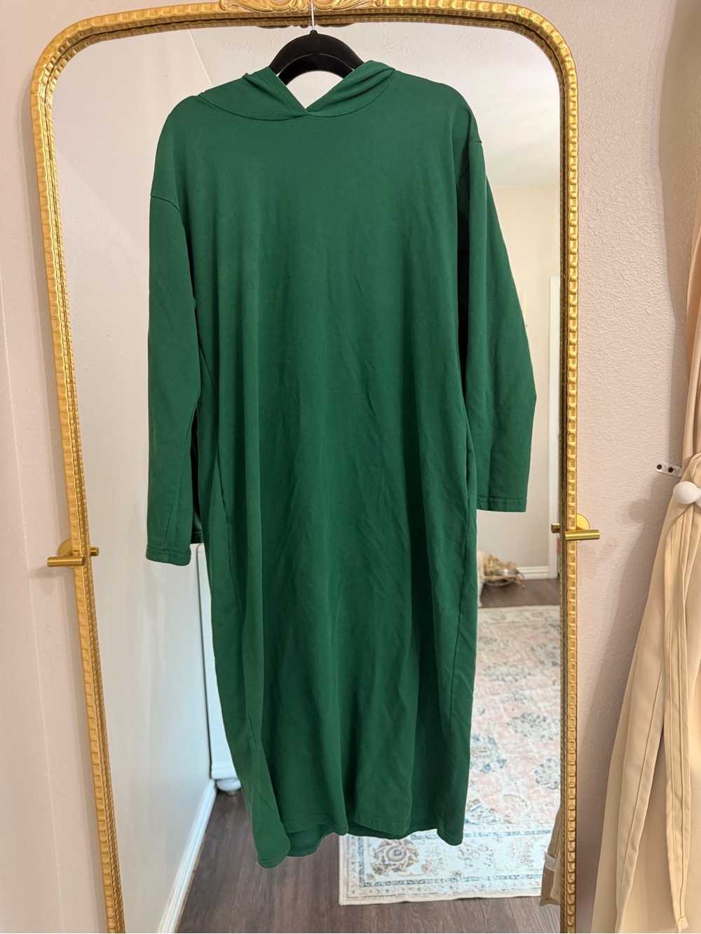 Green Hooded Midi Dress - Casual Everyday Comfort